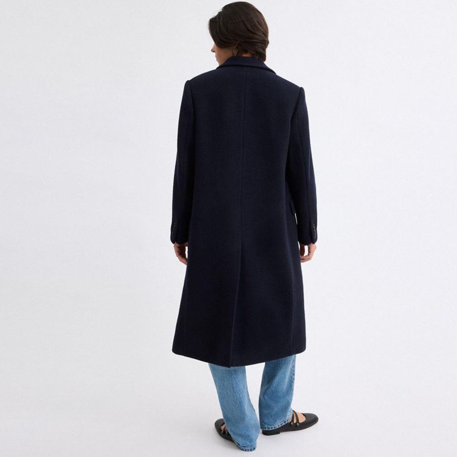 Abrigo COACH Oversized Wool Mujer Azul Marino | KMBRNG-875