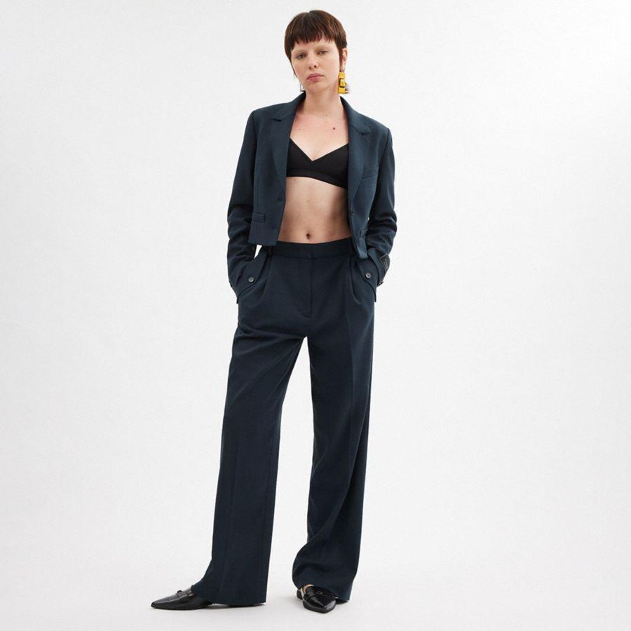 Blazer COACH Cropped Mujer Azul Marino | IKCEWZ-076