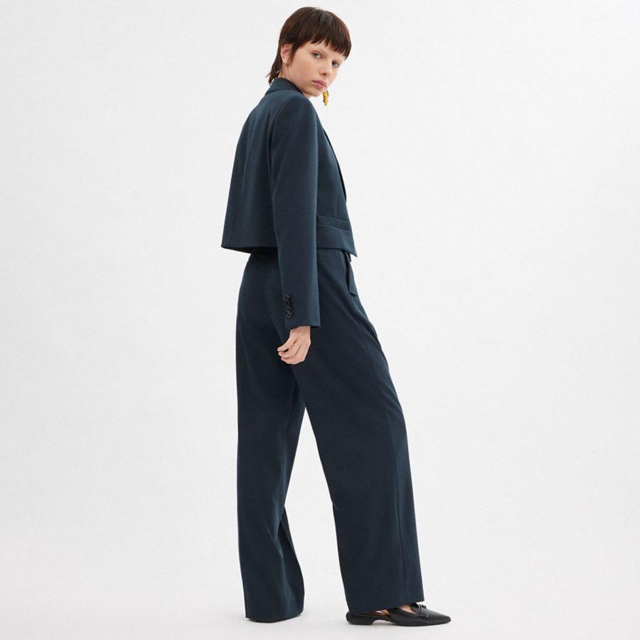 Blazer COACH Cropped Mujer Azul Marino | IKCEWZ-076