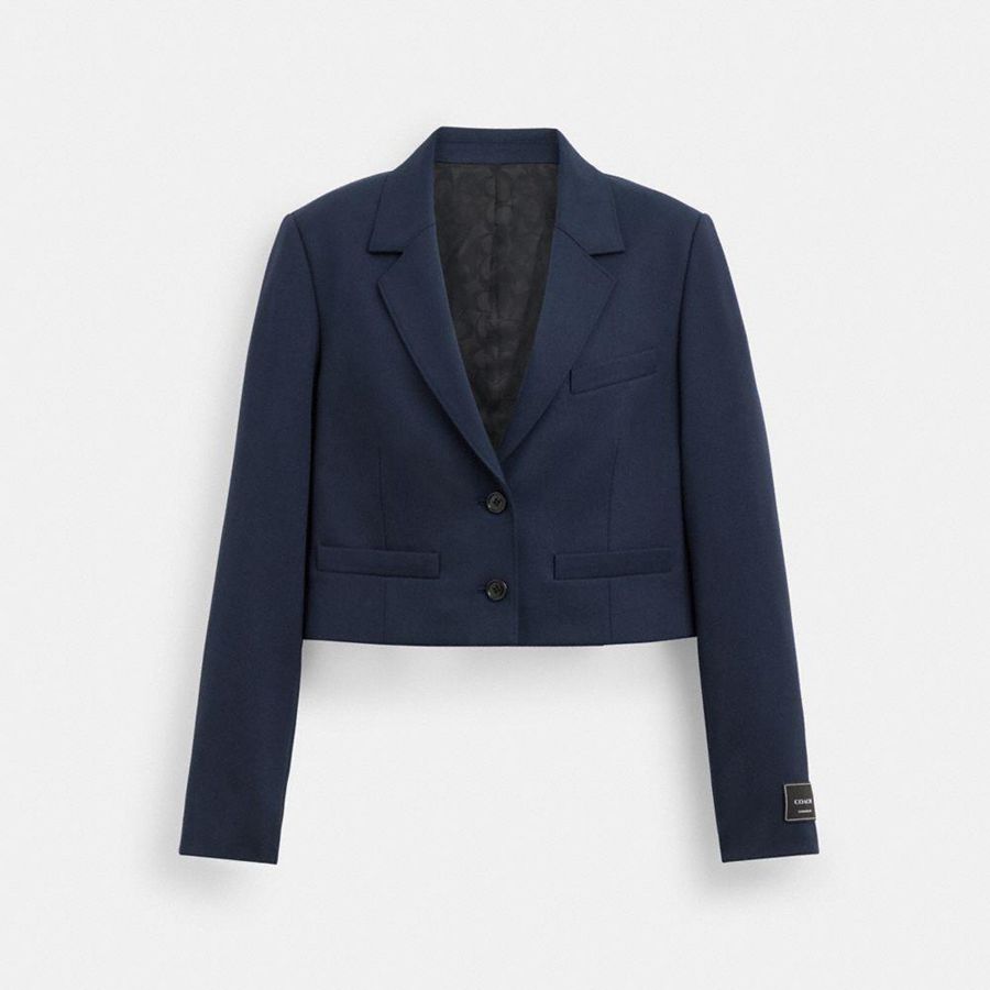 Blazer COACH Cropped Mujer Azul Marino | IKCEWZ-076