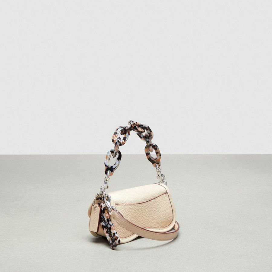Bolsa Cruzada COACH Mini Wavy Dinky In Coachtopia Leather Mujer Blancas | FBZSPX-104