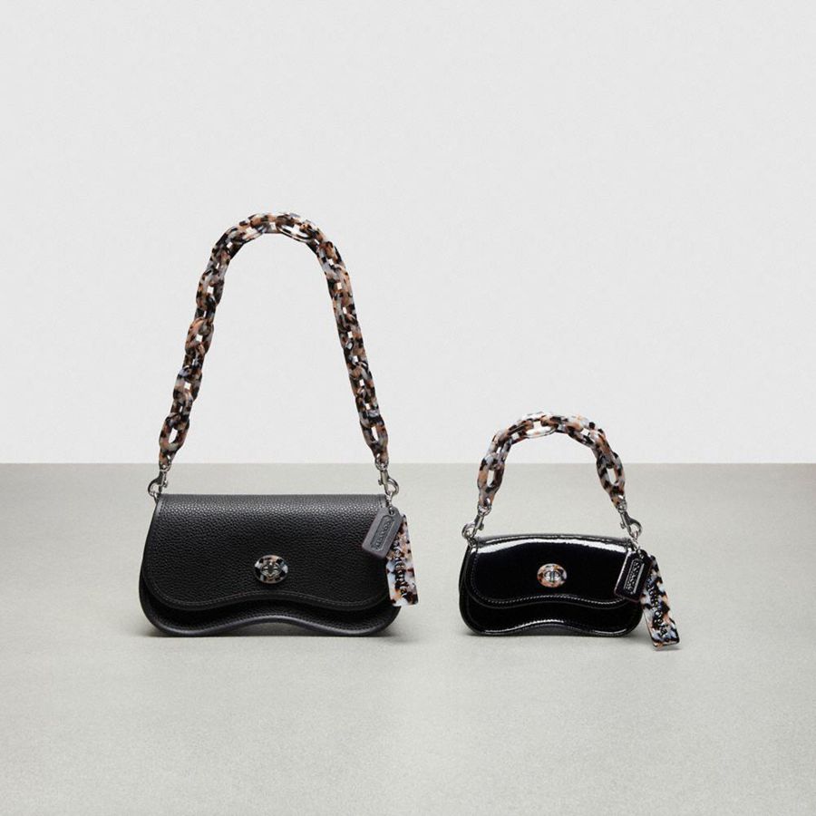 Bolsa Cruzada COACH Mini Wavy Dinky In Coachtopia Leather Mujer Blancas | FBZSPX-104