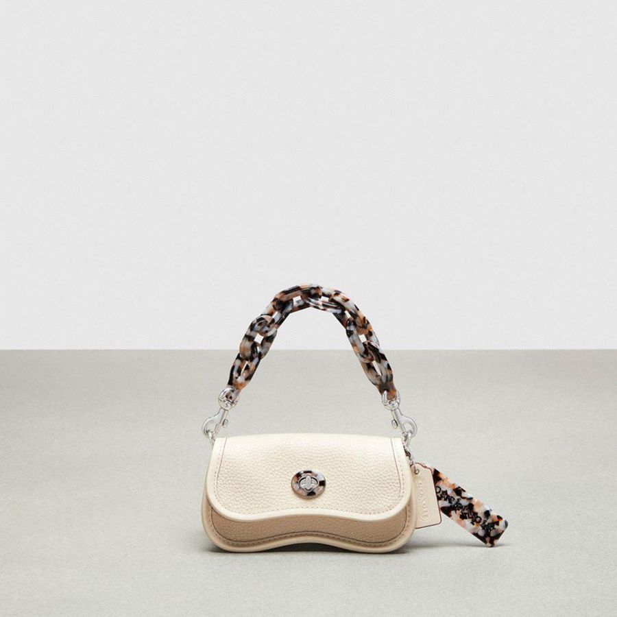 Bolsa Cruzada COACH Mini Wavy Dinky In Coachtopia Leather Mujer Blancas | FBZSPX-104
