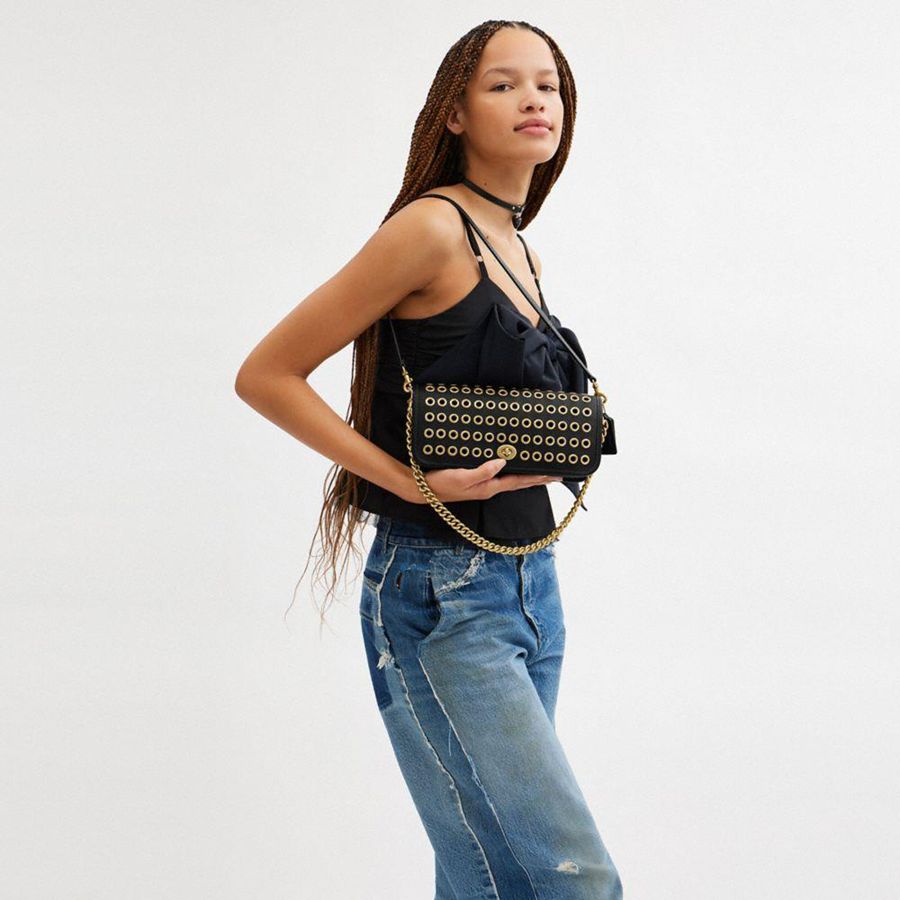 Bolso Hobo COACH Dinky With Grommets Mujer Negras | SPLNBV-406