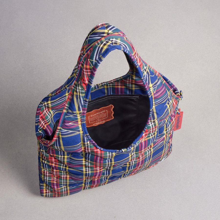 Bolso Hobo COACH Topia Loop Flat Tote With Plaid Star Quilting Mujer Azules | EOJDMB-031
