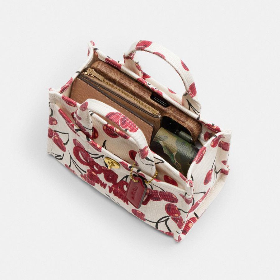 Bolso Tote COACH Cargo 20 With Cherry Print Mujer Rojas | SDINOV-753