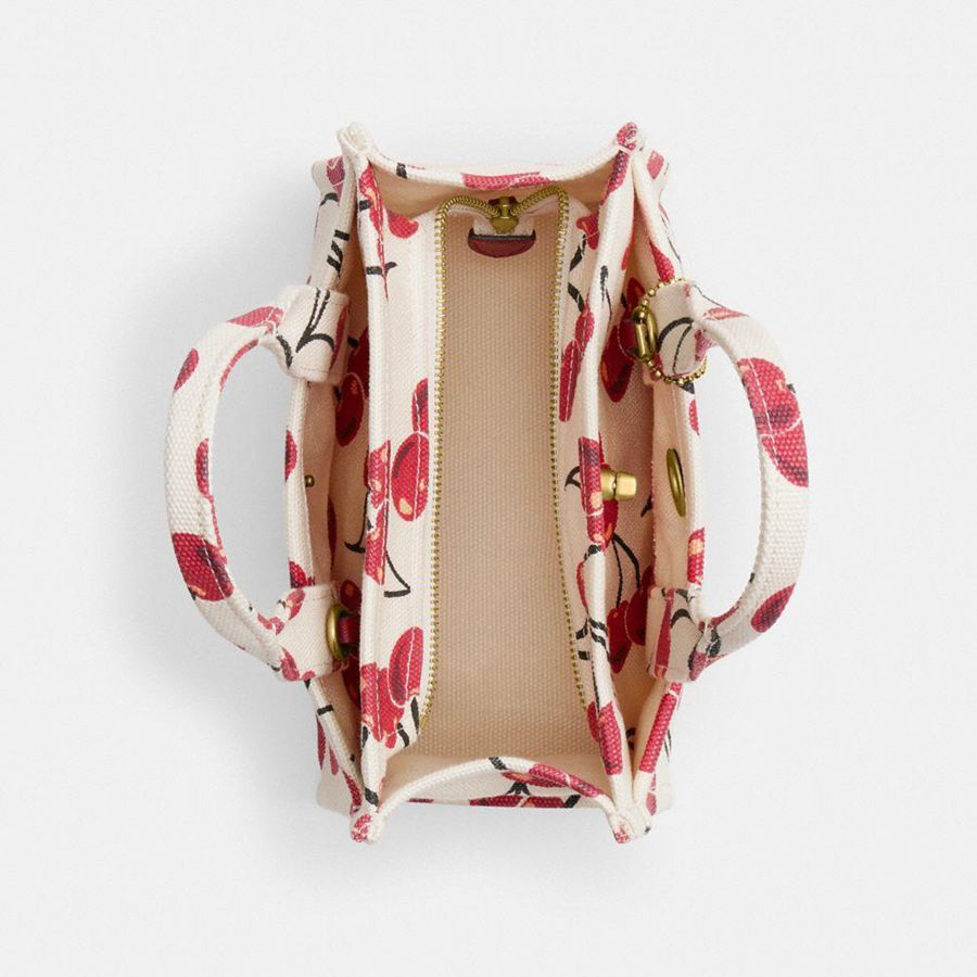 Bolso Tote COACH Cargo 20 With Cherry Print Mujer Rojas | SDINOV-753