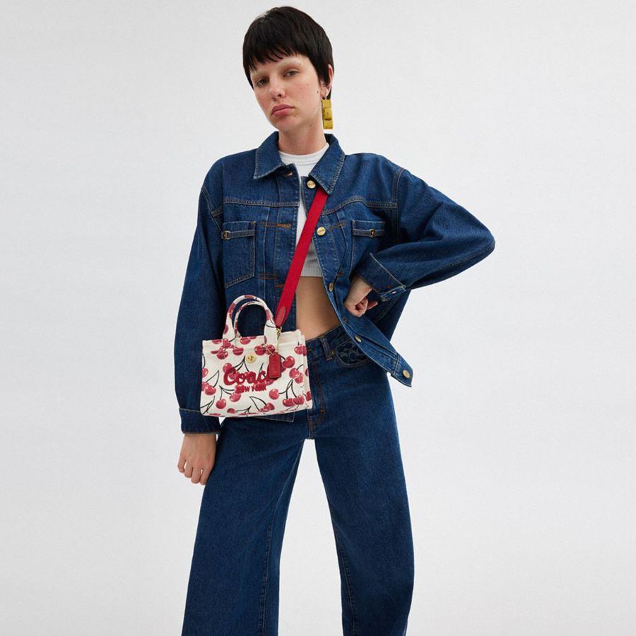 Bolso Tote COACH Cargo 20 With Cherry Print Mujer Rojas | SDINOV-753