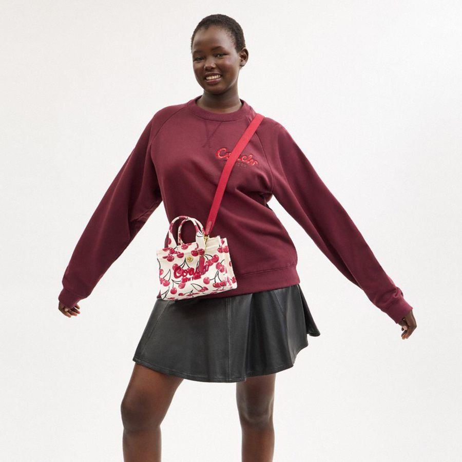 Bolso Tote COACH Cargo 20 With Cherry Print Mujer Rojas | SDINOV-753