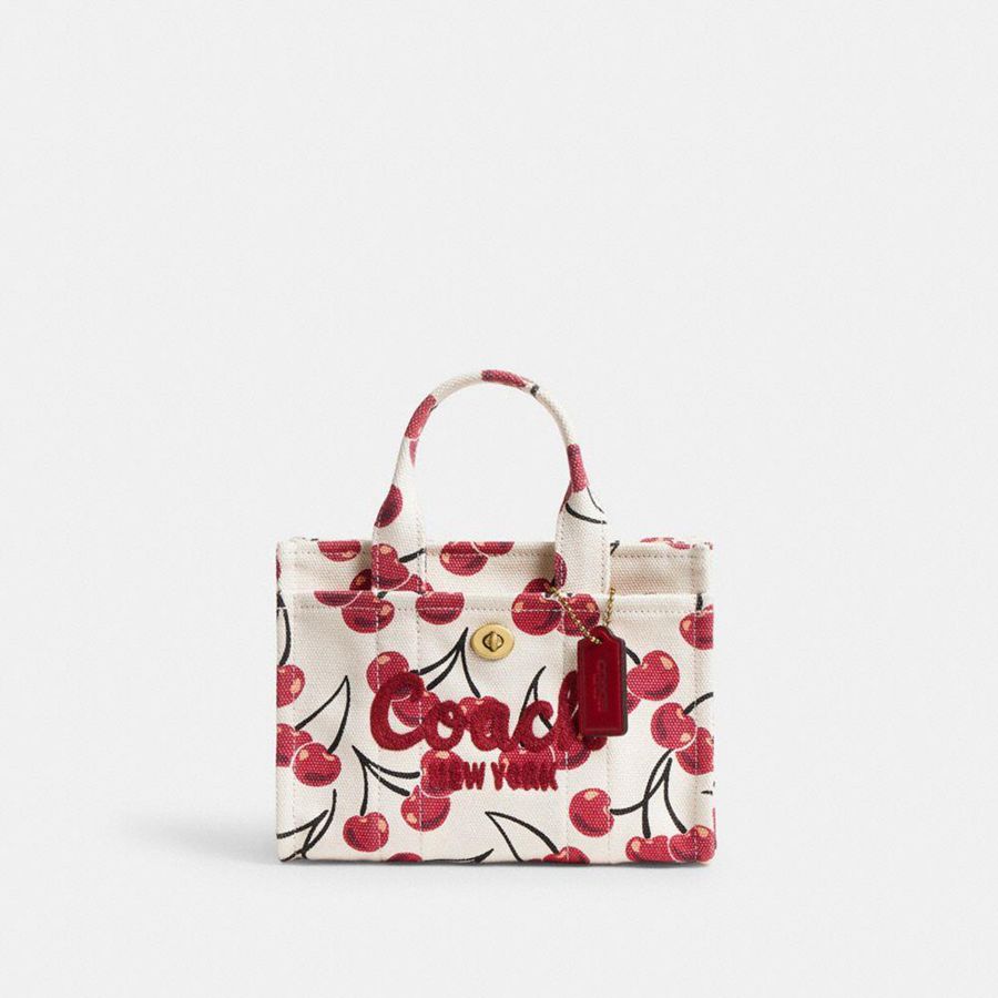 Bolso Tote COACH Cargo 20 With Cherry Print Mujer Rojas | SDINOV-753