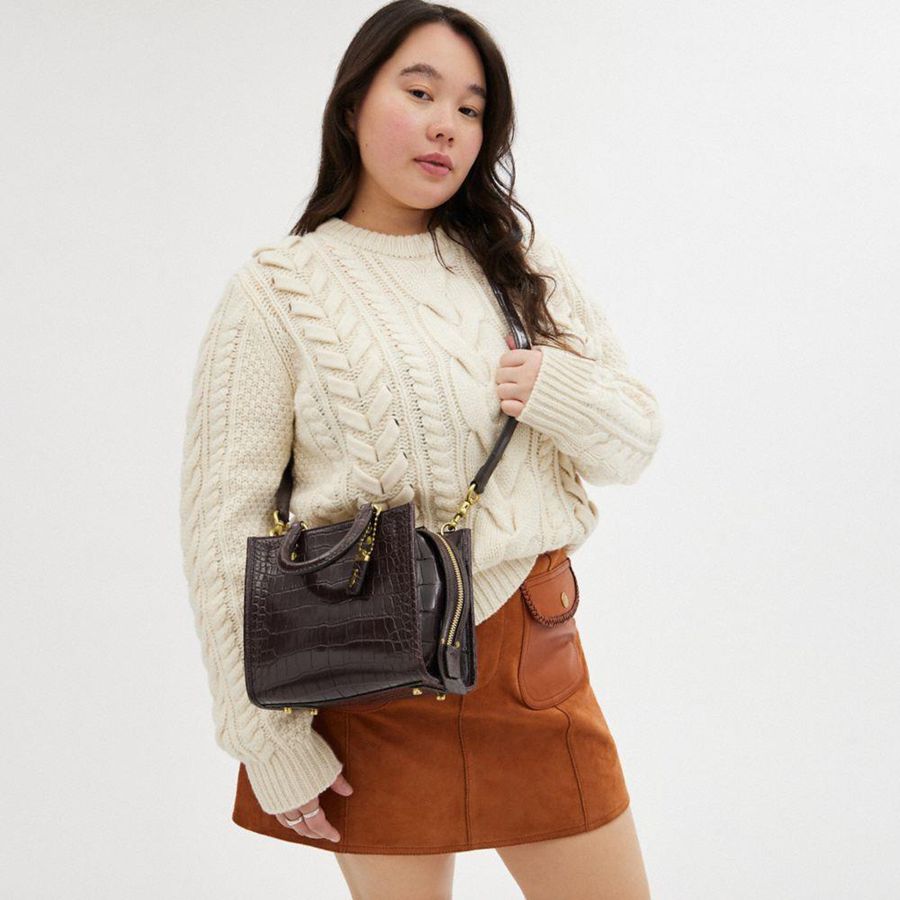 Bolso Tote COACH Rogue 20 In Alligator Mujer Burdeos | RMEFPN-071