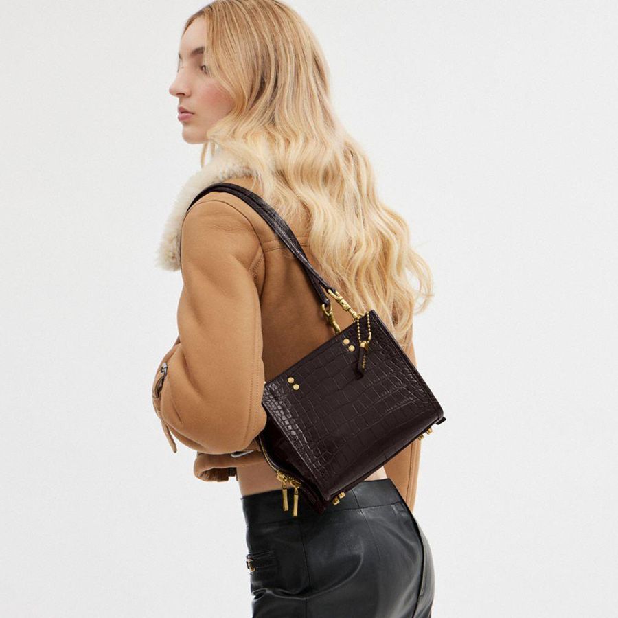 Bolso Tote COACH Rogue 20 In Alligator Mujer Burdeos | RMEFPN-071