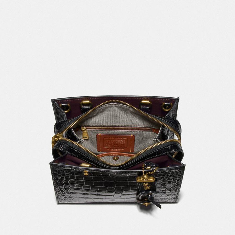 Bolso Tote COACH Rogue 25 In Alligator Mujer Negras | WVEINO-150