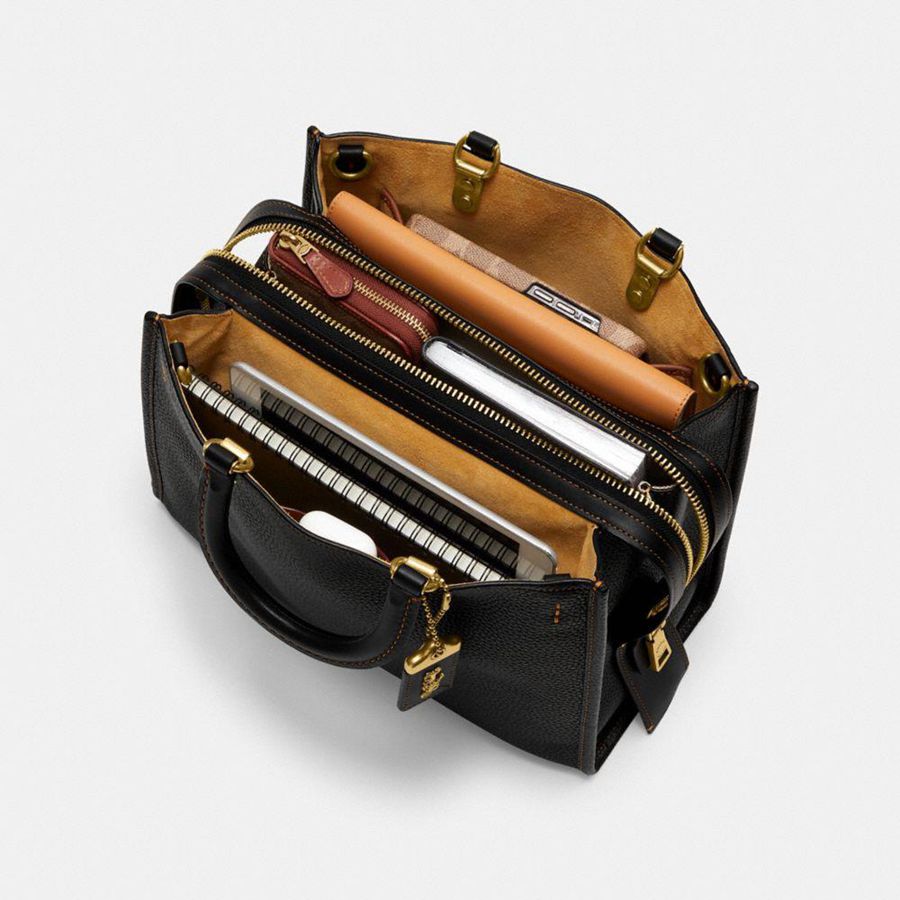 Bolso Tote COACH Rogue In Regenerative Leather Mujer Negras | SVQJIW-142