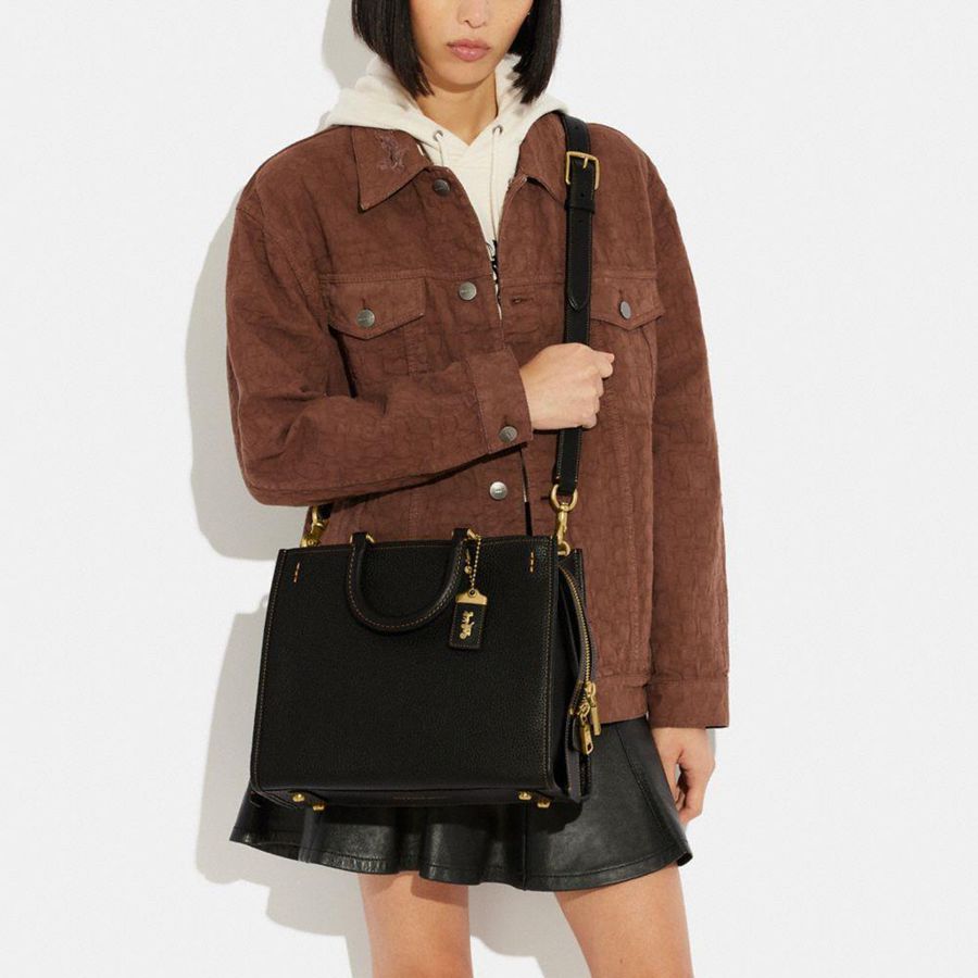 Bolso Tote COACH Rogue In Regenerative Leather Mujer Negras | SVQJIW-142
