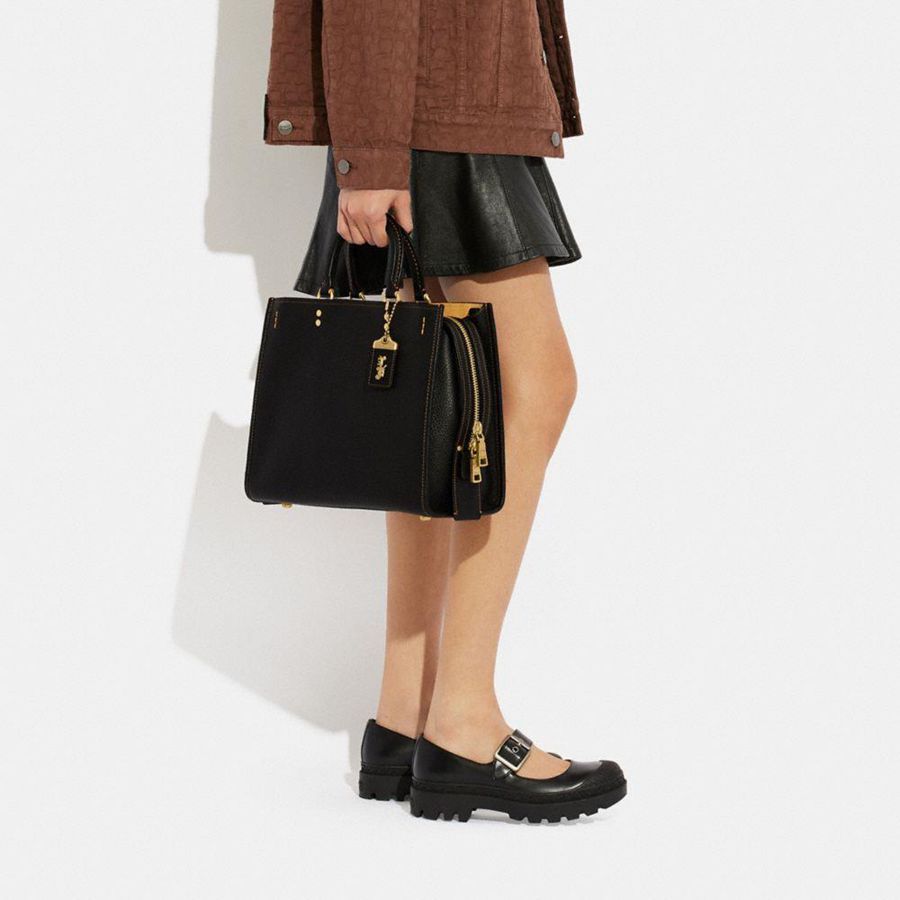 Bolso Tote COACH Rogue In Regenerative Leather Mujer Negras | SVQJIW-142