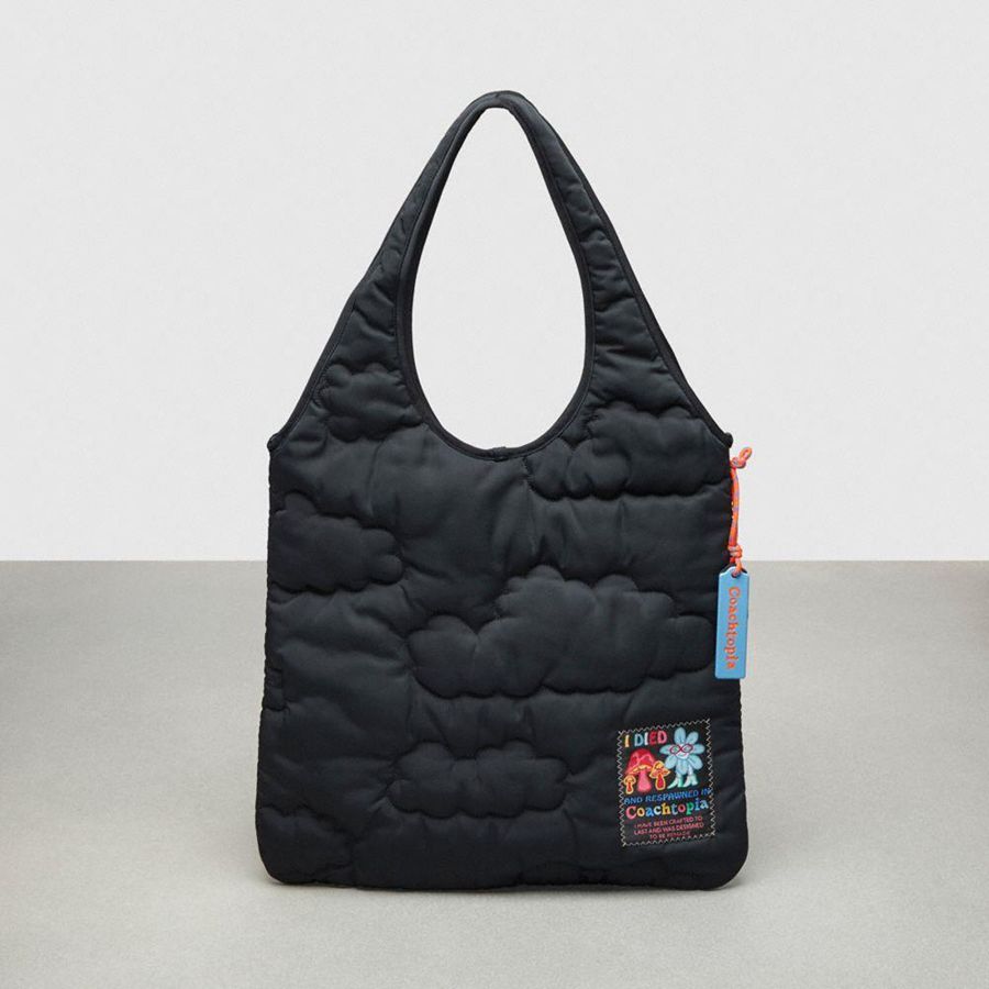 Bolso Tote COACH Topia Loop Flat With Cloud Quilting Hombre Negras | JOUHCM-527