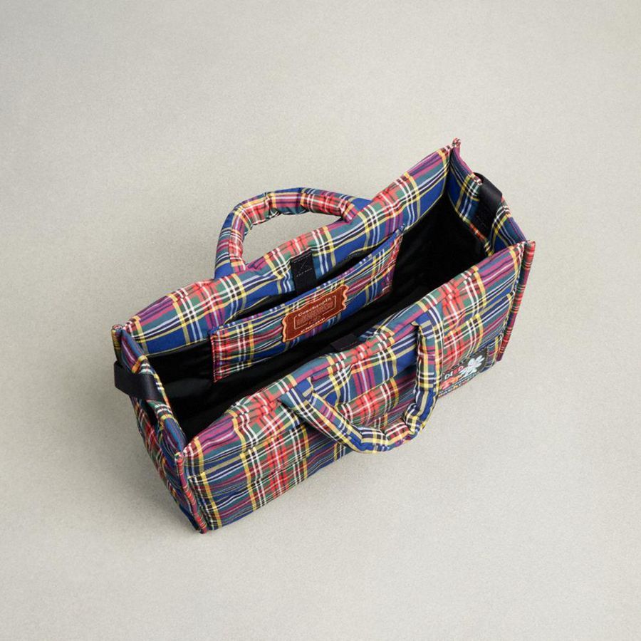 Bolso Tote COACH Topia Loop Tote With Plaid Quilting Mujer Azules | AQKWIC-204