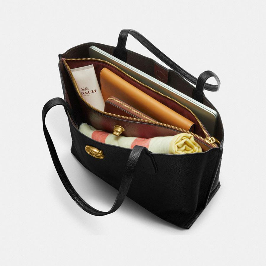 Bolso Tote COACH Willow Mujer Negras | QWABOE-840