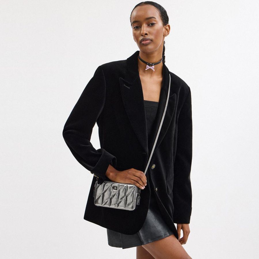 Bolsos De Mano COACH Kira Crossbody With Quilting Mujer Plateadas | RSOLYB-948