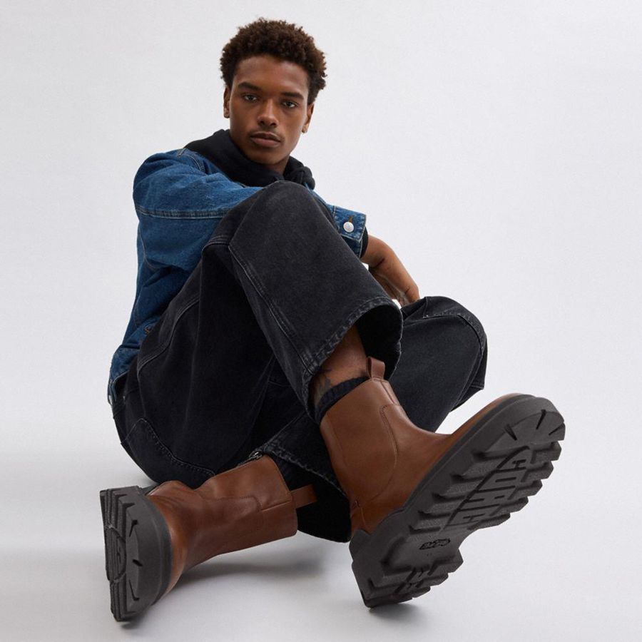Botas COACH Caiden Hombre Marrones | UQCIEL-374