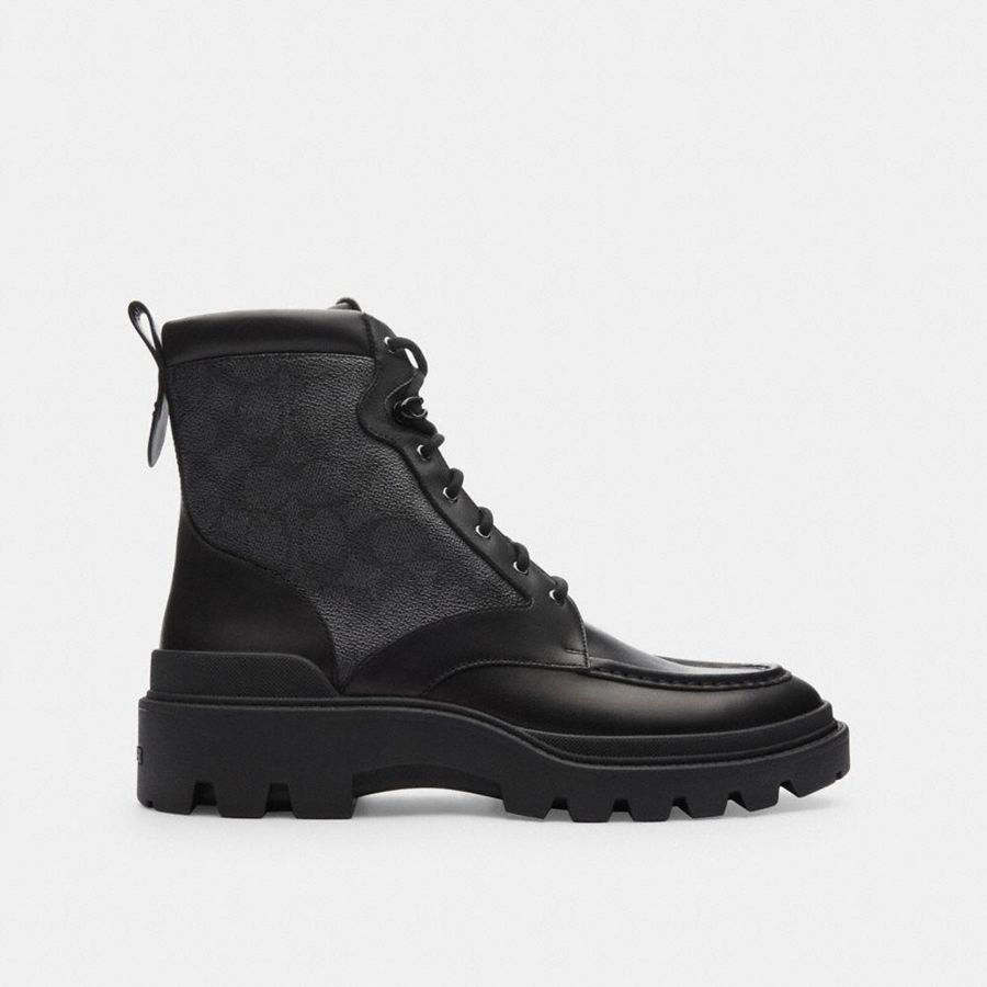 Botas COACH Connor In Signature Canvas Hombre Negras | CZAHVD-531