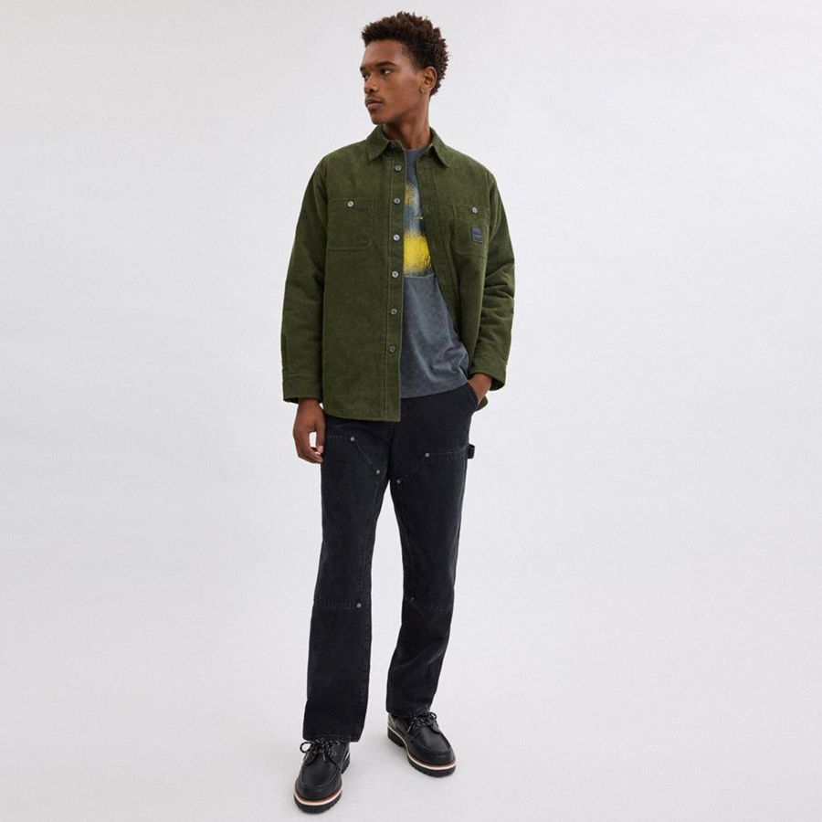 Camisa COACH Corduroy Jacket Hombre Verde Oliva | SIPYNO-871