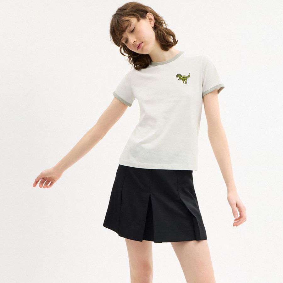 Camiseta COACH Rexy Ringer Mujer Blancas | BTVEIY-103