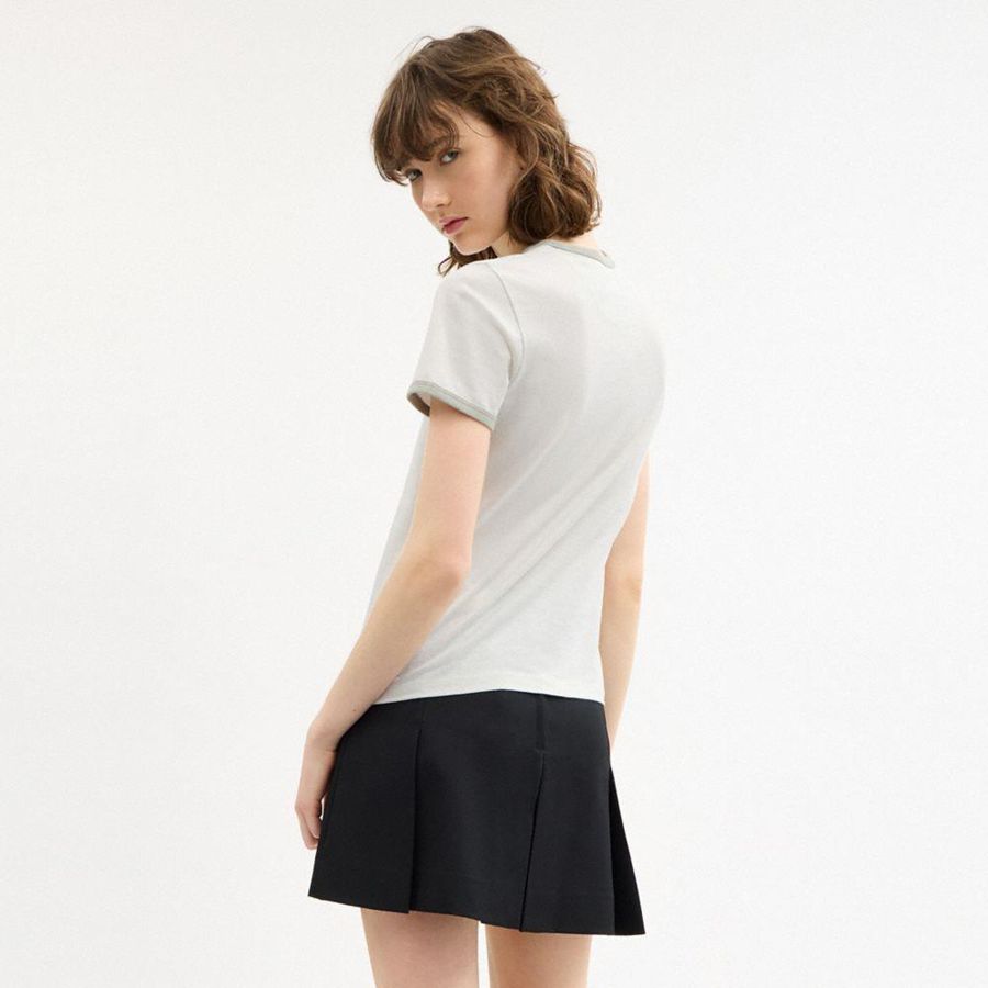 Camiseta COACH Rexy Ringer Mujer Blancas | BTVEIY-103
