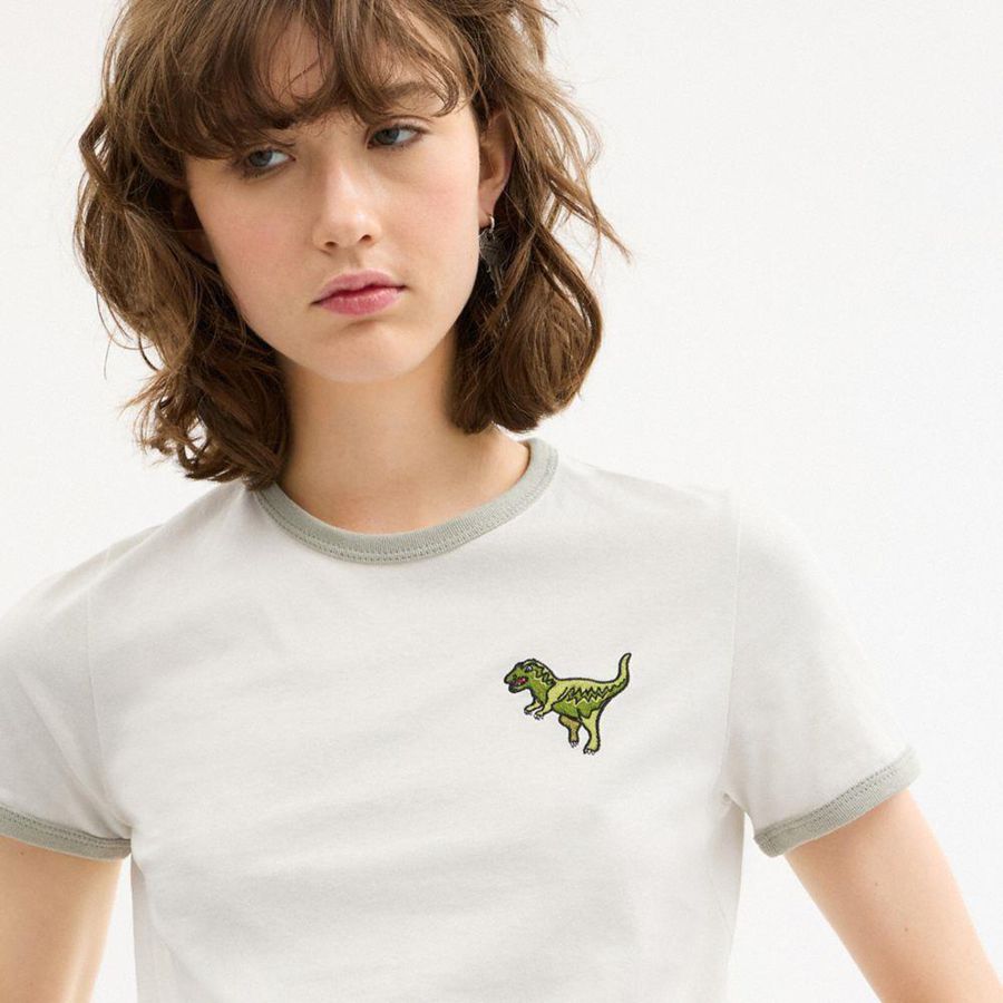 Camiseta COACH Rexy Ringer Mujer Blancas | BTVEIY-103