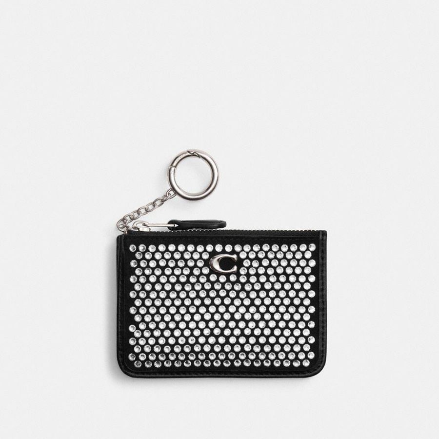 Cartera COACH Essential Mini Id Card Case With Crystal Mujer Negras | XRJNIZ-378