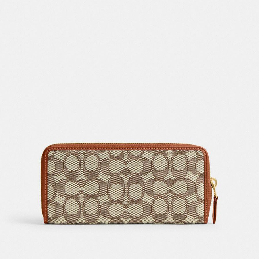 Cartera COACH Essential Slim Accordion Zip In Signature Jacquard Mujer Marrones | BUHKTI-673