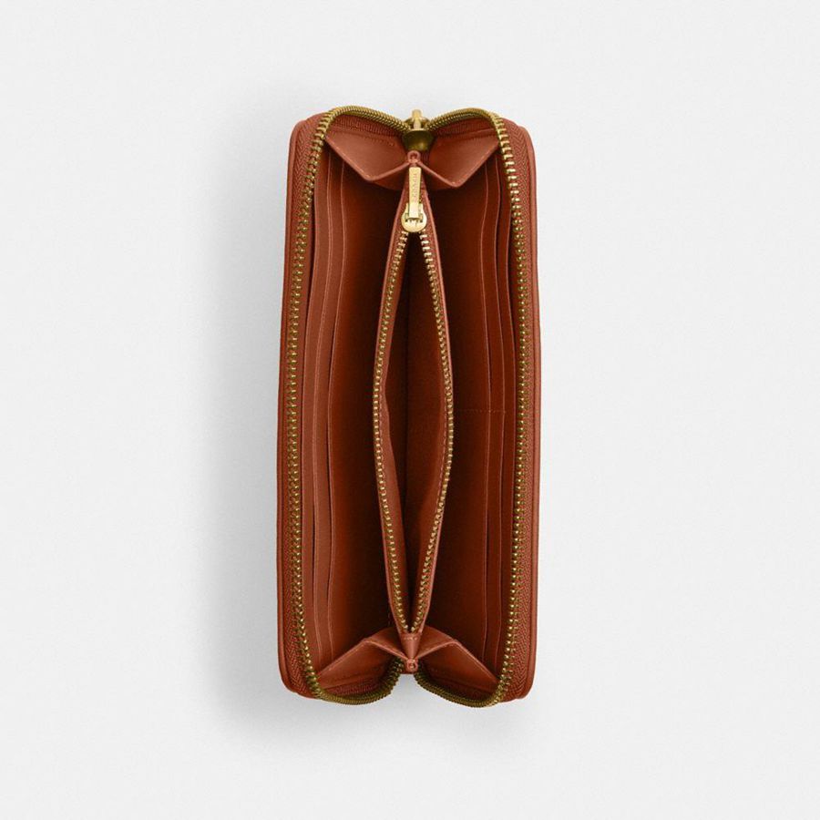 Cartera COACH Essential Slim Accordion Zip In Signature Jacquard Mujer Marrones | BUHKTI-673