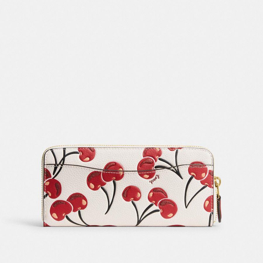Cartera COACH Essential Slim Accordion Zip With Cherry Print Mujer Rojas | KDRXPT-748