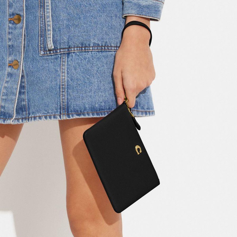 Cartera COACH Essential Small Wristlet Mujer Negras | NDWMKH-853
