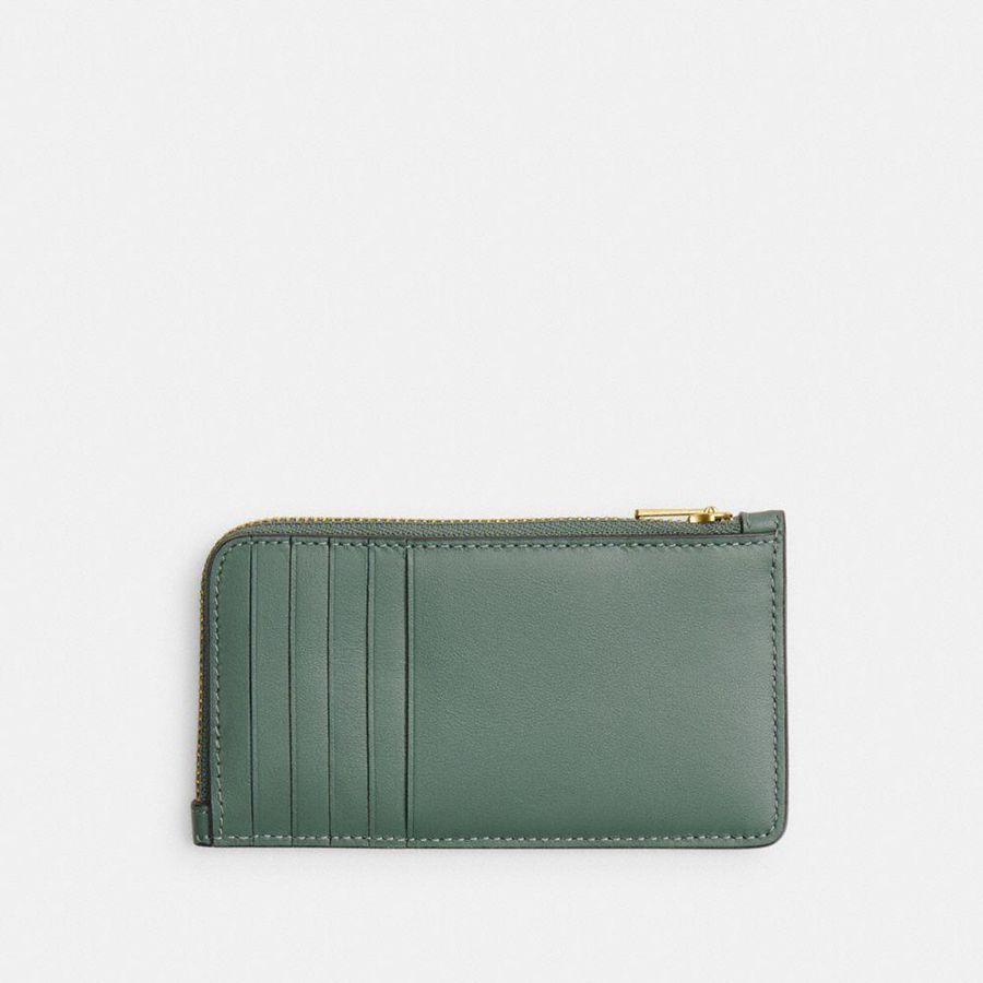 Cartera COACH New York Zip Card Case Mujer Verde Oliva | CUDIPS-487