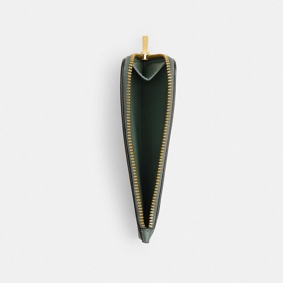 Cartera COACH New York Zip Card Case Mujer Verde Oliva | CUDIPS-487