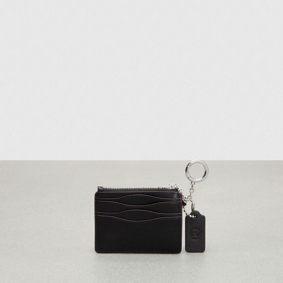 Cartera COACH Wavy Zip Card Case With Key Ring Mujer Negras | BWDZFC-905