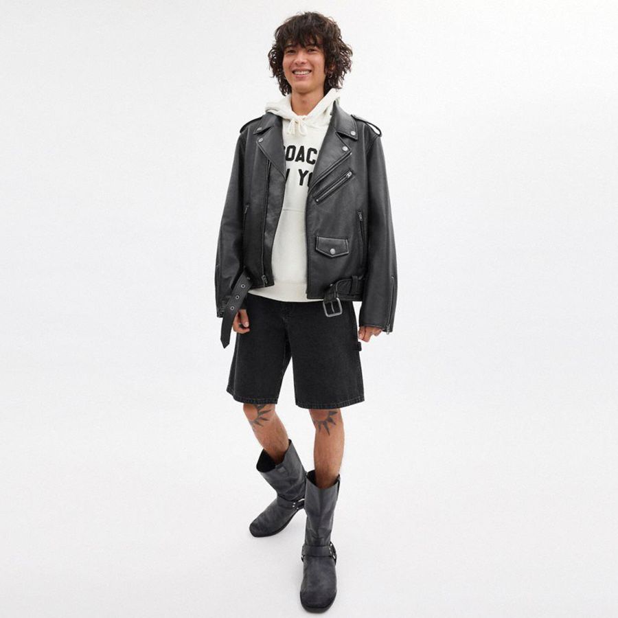 Casaca COACH Moto Hombre Negras | VQEJNM-159