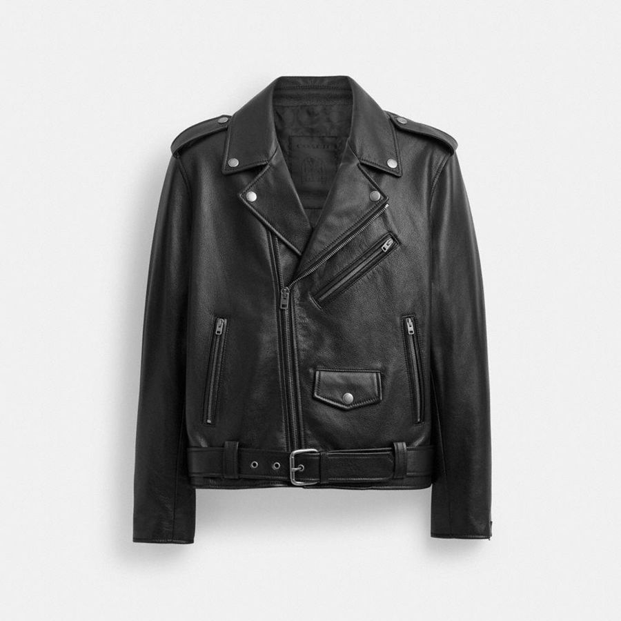 Casaca COACH Moto Hombre Negras | VQEJNM-159