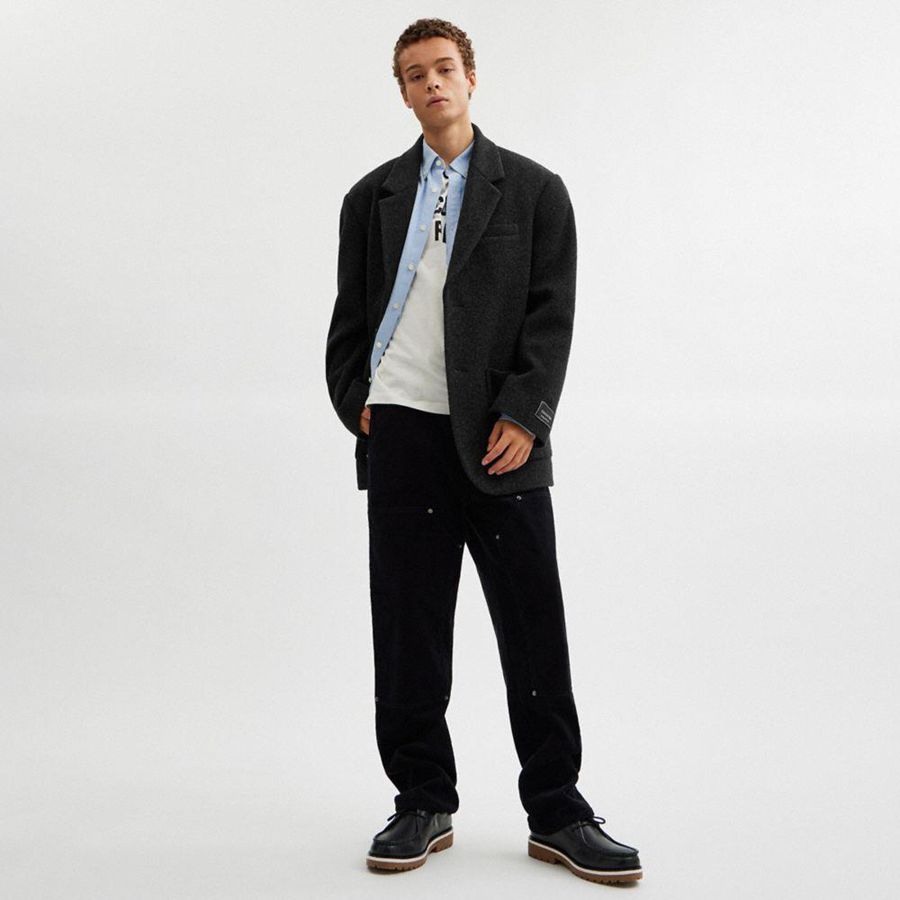Casaca COACH Relaxed Wool Blazer Hombre Gris | GUQISJ-314