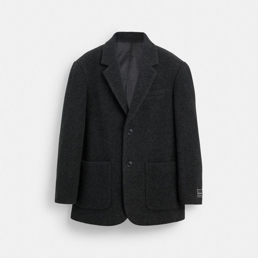 Casaca COACH Relaxed Wool Blazer Hombre Gris | GUQISJ-314