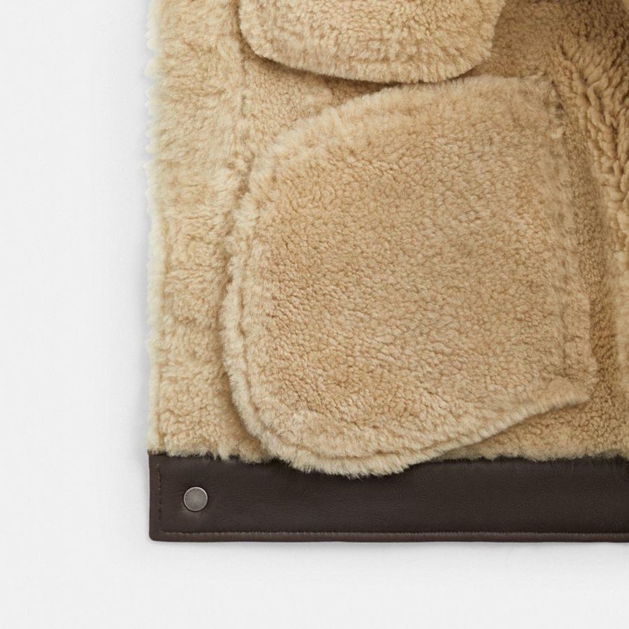 Casaca COACH Shearling Trucker Hombre Marrones | IWPCYH-240