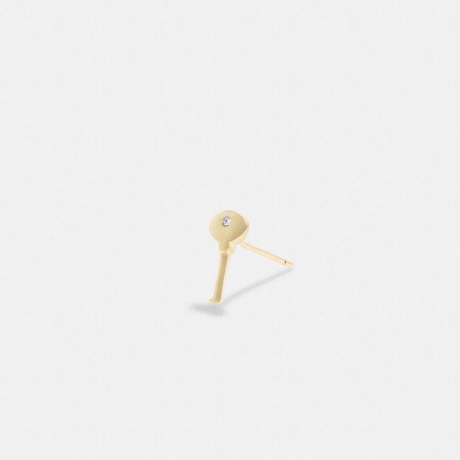 Joyería COACH 14 K Gold Key Single Stud Earring Mujer Doradas | KWXVBM-680