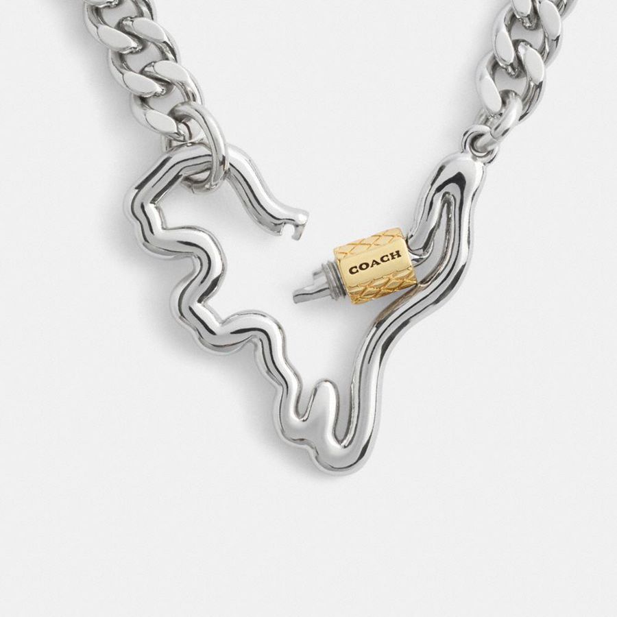Joyería COACH Carabiner Rexy Curb Chain Necklace Mujer Plateadas | DEZHFK-489