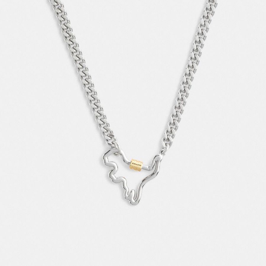 Joyería COACH Carabiner Rexy Curb Chain Necklace Mujer Plateadas | DEZHFK-489