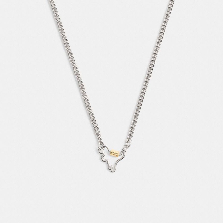 Joyería COACH Carabiner Rexy Necklace Mujer Plateadas | BOHITK-351