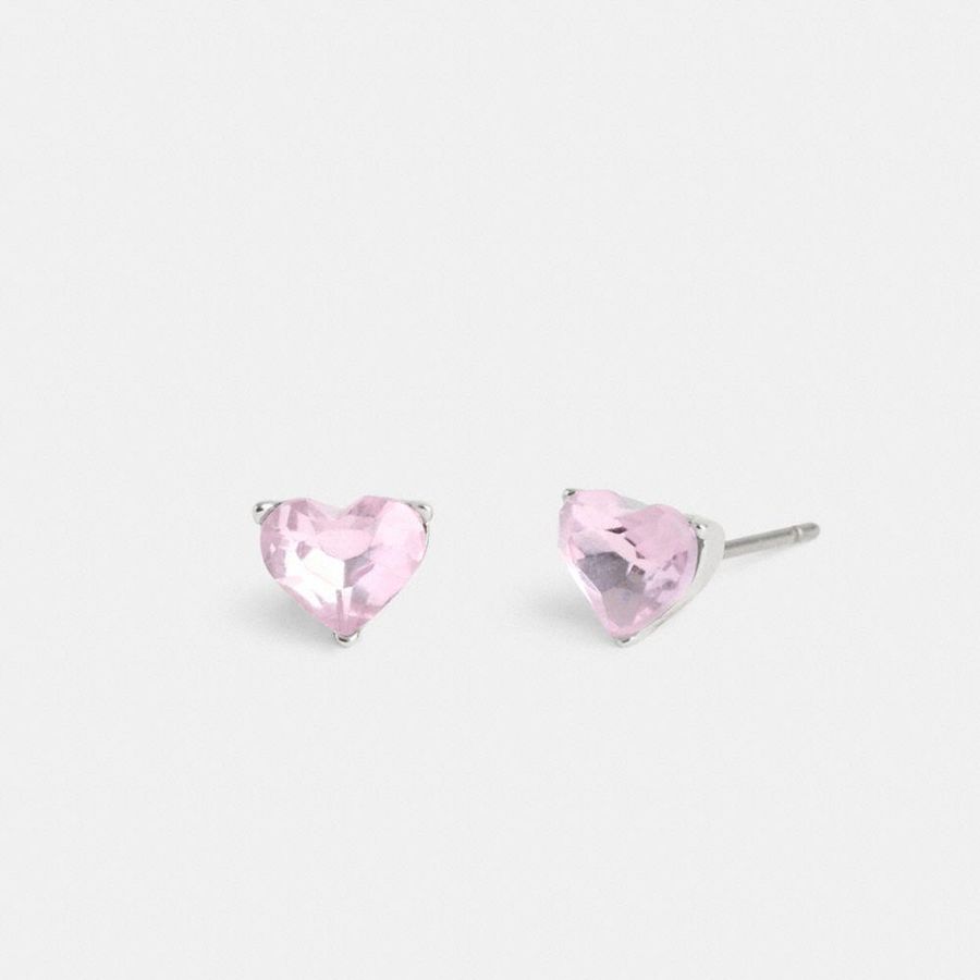 Joyería COACH Halo Heart Stud Earrings Mujer Rosas | WCBVUR-103