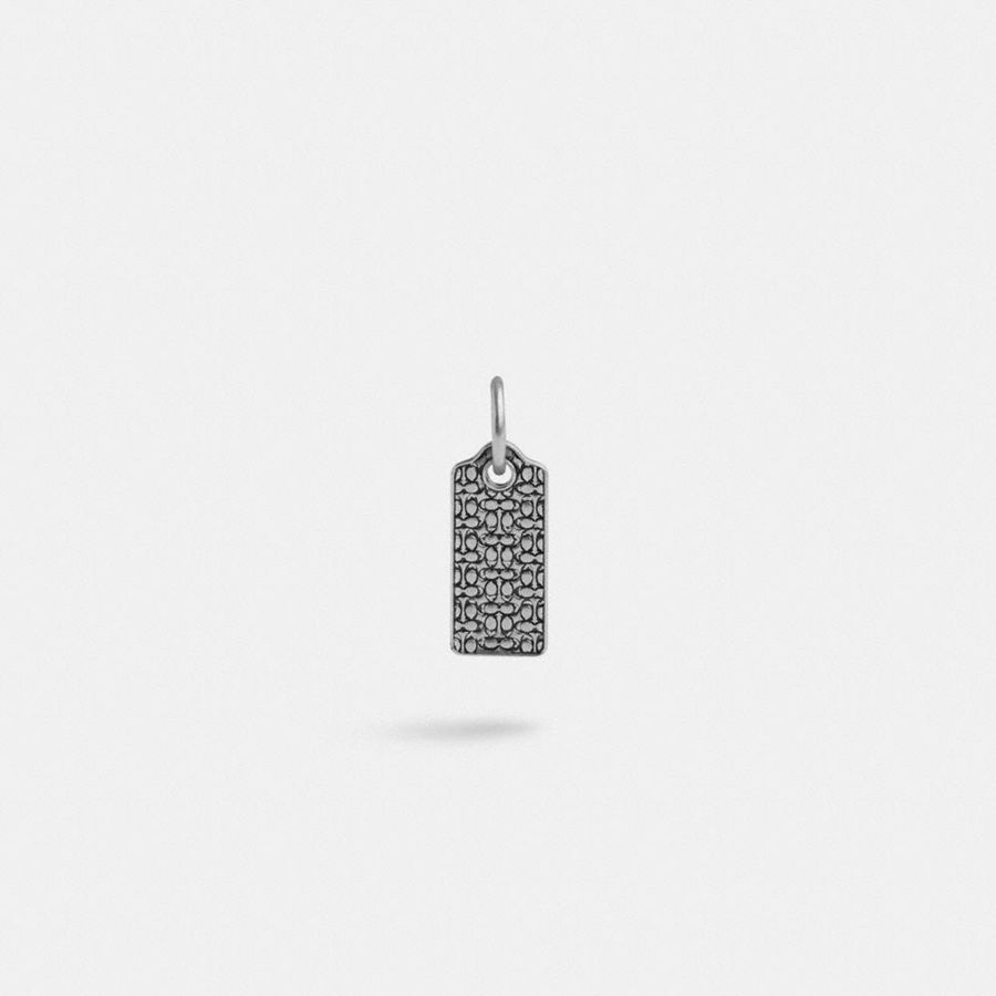 Joyería COACH Sterling Signature Hangtag Single Huggie Earring Hombre Plateadas | QNWERH-640