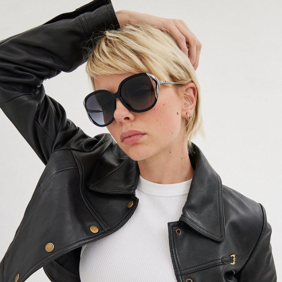 Lentes de Sol COACH Bandit Oversized Square Mujer Negras | YICKSL-016